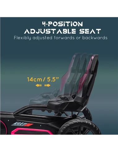 HOMCOM Kids Pedal Go Kart, with Adjustable Seat, EVA Wheels, Seat, Handbrake - Pink