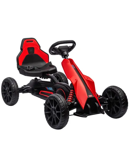HOMCOM Kids Pedal Go Kart, with Adjustable Seat, EVA Wheels, Seat, Handbrake - Red
