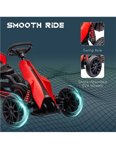 HOMCOM Kids Pedal Go Kart, with Adjustable Seat, EVA Wheels, Seat, Handbrake - Red