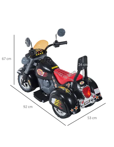 HOMCOM Kids Ride On Toy Car Motorbike Electric Scooter 6V Battery Operated Toy Trike-Black