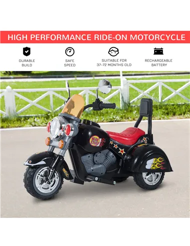 HOMCOM Kids Ride On Toy Car Motorbike Electric Scooter 6V Battery Operated Toy Trike-Black