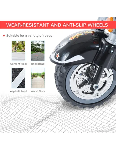 HOMCOM Kids Ride On Toy Car Motorbike Electric Scooter 6V Battery Operated Toy Trike-Black
