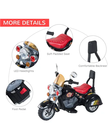 HOMCOM Kids Ride On Toy Car Motorbike Electric Scooter 6V Battery Operated Toy Trike-Black