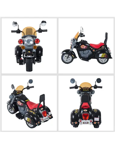 HOMCOM Kids Ride On Toy Car Motorbike Electric Scooter 6V Battery Operated Toy Trike-Black