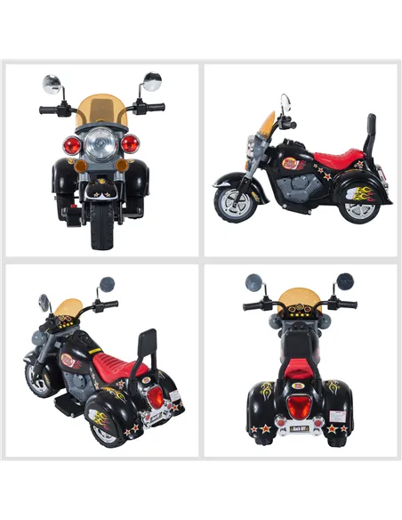 HOMCOM Kids Ride On Toy Car Motorbike Electric Scooter 6V Battery Operated Toy Trike-Black