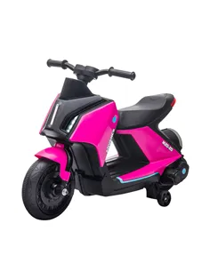 HOMCOM 6V Kids Electric Motorbike Ride On Toy w/ Music Headlights Safety Training Wheels for Girls Boy 2-4 Years Pink
