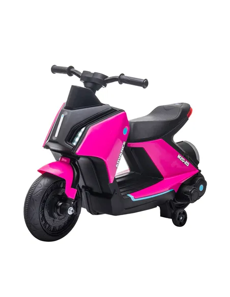 HOMCOM 6V Kids Electric Motorbike Ride On Toy w/ Music Headlights Safety Training Wheels for Girls Boy 2-4 Years Pink