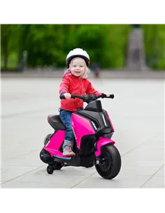 HOMCOM 6V Kids Electric Motorbike Ride On Toy w/ Music Headlights Safety Training Wheels for Girls Boy 2-4 Years Pink 2