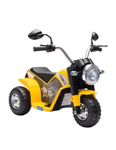 HOMCOM 6V Kids Electric Motorbike 3 Wheels Ride On Toy with Horn Headlights Realistic Sounds for Girl Boy 18 - 36 Months Yellow