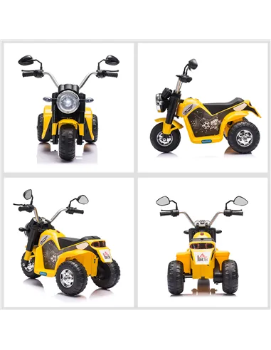 HOMCOM 6V Kids Electric Motorbike 3 Wheels Ride On Toy with Horn Headlights Realistic Sounds for Girl Boy 18 - 36 Months Yellow