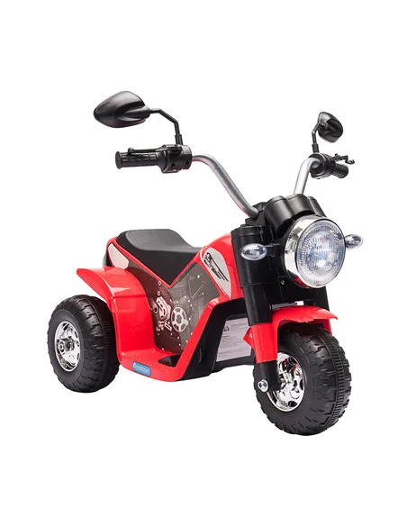 HOMCOM 6V Kids Electric Motorbike 3 Wheels Ride On Toy with Horn Headlights Realistic Sounds for Girl Boy 18 - 36 Months Red