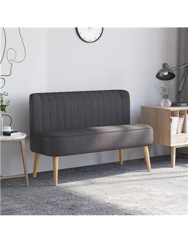 HOMCOM Modern Double Seat Sofa Loveseat Couch 2 Seater Compact Sofa Padded Linen Wood Leg Dark Grey