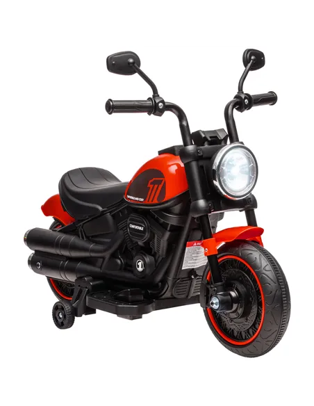 HOMCOM 6v Electric Motorbike with Training Wheels, One-Button Start - Red