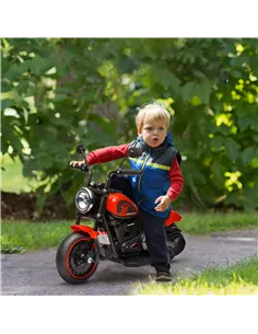 HOMCOM 6v Electric Motorbike with Training Wheels, One-Button Start - Red 2