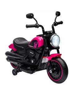 HOMCOM 6v Electric Motorbike with Training Wheels, One-Button Start - Pink