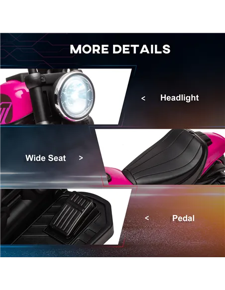 HOMCOM 6v Electric Motorbike with Training Wheels, One-Button Start - Pink
