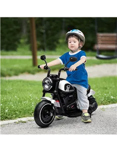 HOMCOM 6v Electric Motorbike with Training Wheels, One-Button Start - White 2