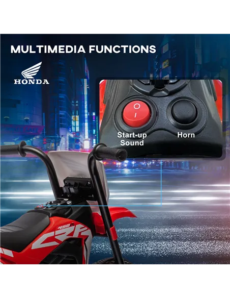 HOMCOM 6V Kids Motorbike, Three-Wheel Kids Electric Bike with Horn, Startup Sound for Ages 18-36 Months - Red