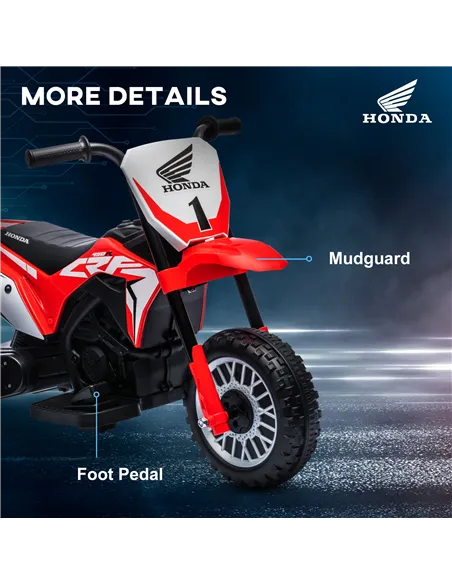 HOMCOM 6V Kids Motorbike, Three-Wheel Kids Electric Bike with Horn, Startup Sound for Ages 18-36 Months - Red