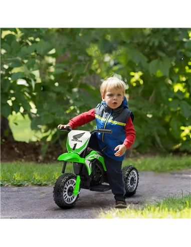 HOMCOM 6V Kids Motorbike, Three-Wheel Kids Electric Bike with Horn, Startup Sound for Ages 18-36 Months - Green