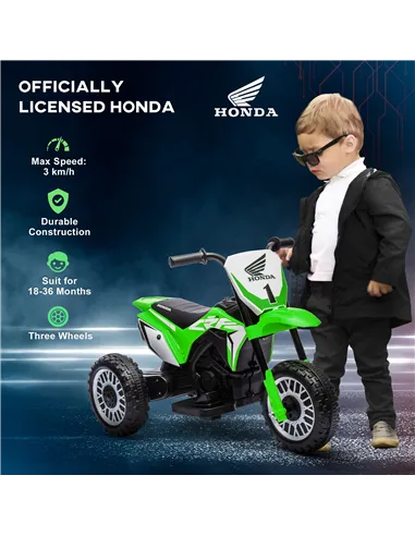 HOMCOM 6V Kids Motorbike, Three-Wheel Kids Electric Bike with Horn, Startup Sound for Ages 18-36 Months - Green