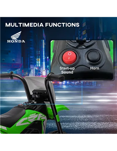 HOMCOM 6V Kids Motorbike, Three-Wheel Kids Electric Bike with Horn, Startup Sound for Ages 18-36 Months - Green