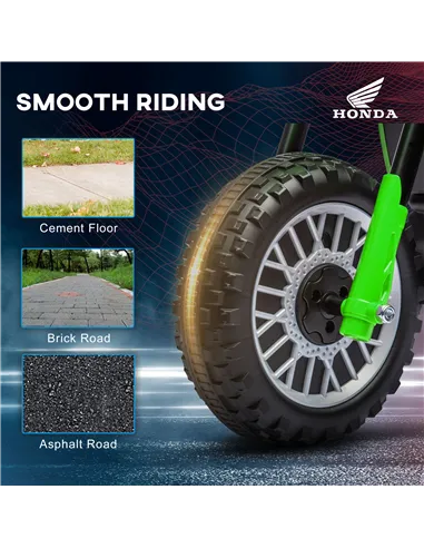 HOMCOM 6V Kids Motorbike, Three-Wheel Kids Electric Bike with Horn, Startup Sound for Ages 18-36 Months - Green