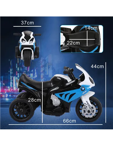 HOMCOM Electric Motorbike for Kids Ride on BMW Motorbike W/Headlights and Music, 6V, Blue