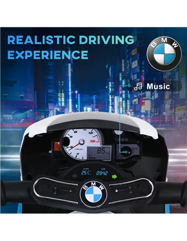 HOMCOM Electric Motorbike for Kids Ride on BMW Motorbike W/Headlights and Music, 6V, Blue