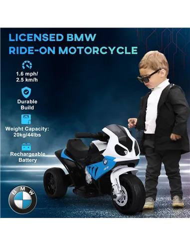 HOMCOM Electric Motorbike for Kids Ride on BMW Motorbike W/Headlights and Music, 6V, Blue