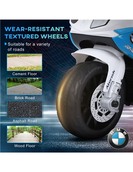 HOMCOM Electric Motorbike for Kids Ride on BMW Motorbike W/Headlights and Music, 6V, Blue