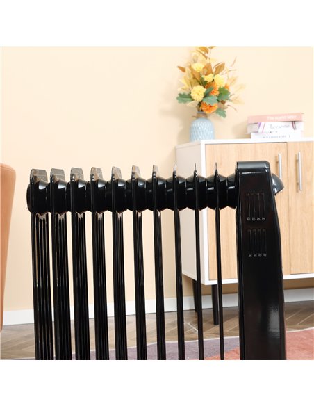 HOMCOM 2500W Digital Display Oil Filled Radiator, 11 Fin Portable Electric Heater with Timer, Adjustable Thermostat, Three Heat 
