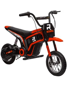 HOMCOM 24V Electric Motorbike with Twist Grip Throttle, Music, Horn, 12" Pneumatic Tyres, 16km/h Max Speed - Red