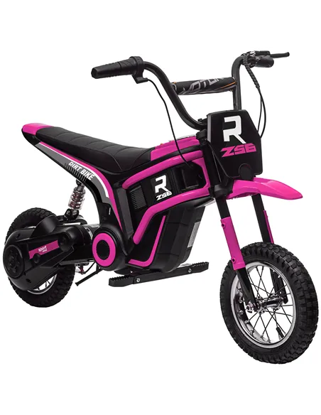 HOMCOM 24V Electric Motorbike with Twist Grip Throttle, Music, Horn, 12" Pneumatic Tyres, 16km/h Max Speed - Pink