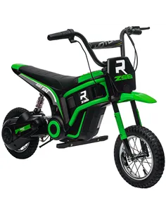 HOMCOM 24V Electric Motorbike with Twist Grip Throttle, Music, Horn, 12" Pneumatic Tyres, 16km/h Max Speed - Green