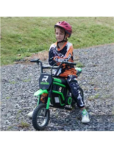 HOMCOM 24V Electric Motorbike with Twist Grip Throttle, Music, Horn, 12" Pneumatic Tyres, 16km/h Max Speed - Green 2