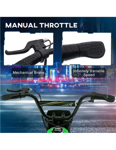 HOMCOM 24V Electric Motorbike with Twist Grip Throttle, Music, Horn, 12" Pneumatic Tyres, 16km/h Max Speed - Green