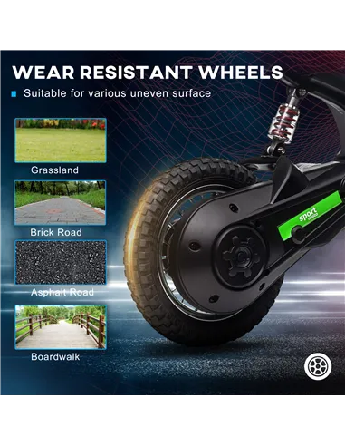 HOMCOM 24V Electric Motorbike with Twist Grip Throttle, Music, Horn, 12" Pneumatic Tyres, 16km/h Max Speed - Green