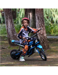 HOMCOM 24V Electric Motorbike with Twist Grip Throttle, Music, Horn, 12" Pneumatic Tyres, 16km/h Max Speed - Blue 2