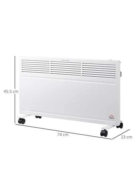HOMCOM POWER Convector Radiator Freestanding or Wall-mounted Heating with 2 Heat Settings Safety Cut-Off, White