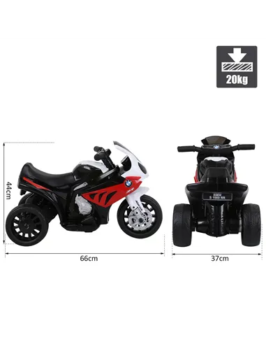 HOMCOM Electric Motorbike for Kids Ride on BMW Motorbike W/Headlights and Music, 6 V-Red