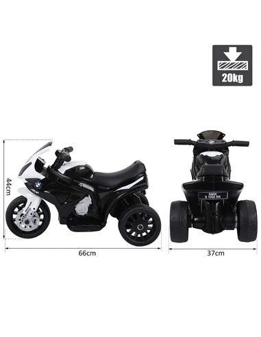 HOMCOM Electric Kids Ride on BMW Motorbike W/Headlights and Music, 6 V-Black