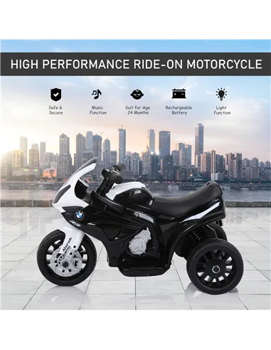 HOMCOM Electric Kids Ride on BMW Motorbike W/Headlights and Music, 6 V-Black