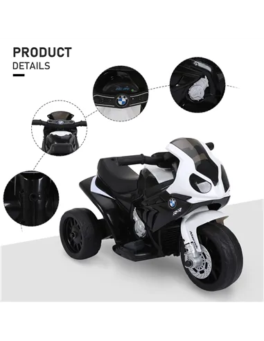 HOMCOM Electric Kids Ride on BMW Motorbike W/Headlights and Music, 6 V-Black