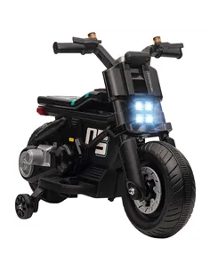 HOMCOM Kids Electric Motorbike with Siren, Horn, Headlights, Music, Training Wheels, for Ages 3-5 Years - Black