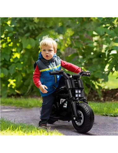 HOMCOM Kids Electric Motorbike with Siren, Horn, Headlights, Music, Training Wheels, for Ages 3-5 Years - Black