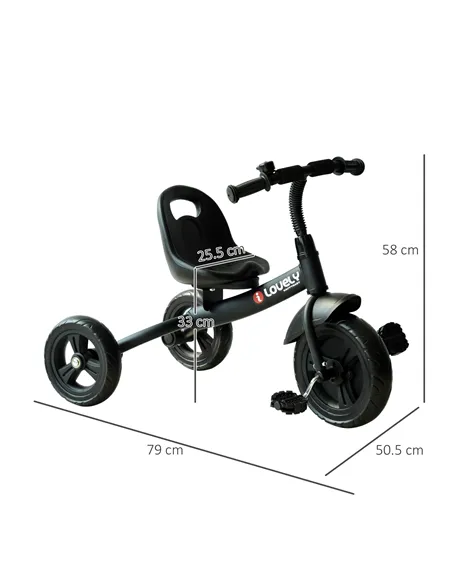 HOMCOM Kids Trike Toddler Tricycle Children Ride on 3 Wheels Bike For 1.5 - 4 Years Black