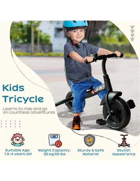 HOMCOM Kids Trike Toddler Tricycle Children Ride on 3 Wheels Bike For 1.5 - 4 Years Black
