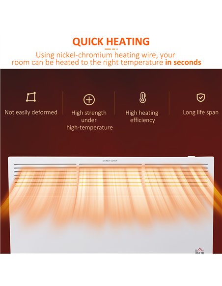 HOMCOM POWER Convector Radiator Freestanding or Wall-mounted Heating with 2 Heat Settings Safety Cut-Off, White