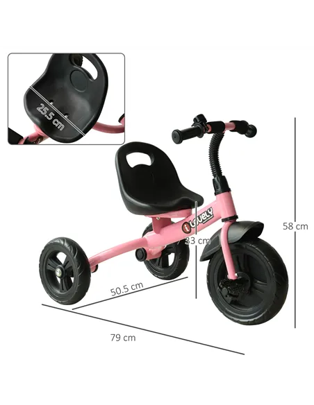 HOMCOM Kids Trike Toddler Tricycle Children Ride on 3 Wheels Bike For 1.5 - 4 Years Pink